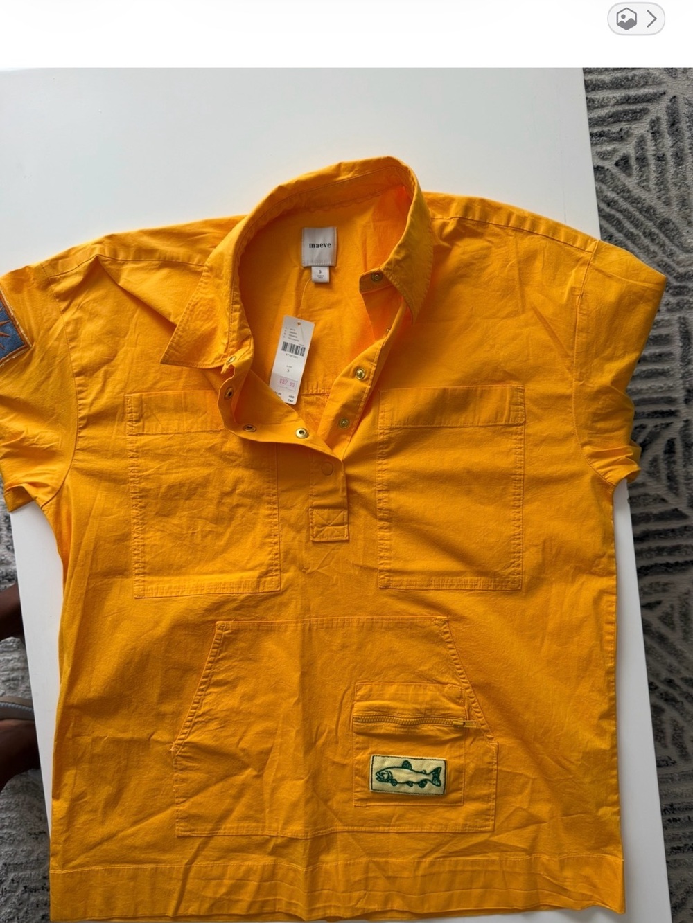 Maeve Yellow Patch-Embroidered Pullover Jacket - Picture 3 of 7